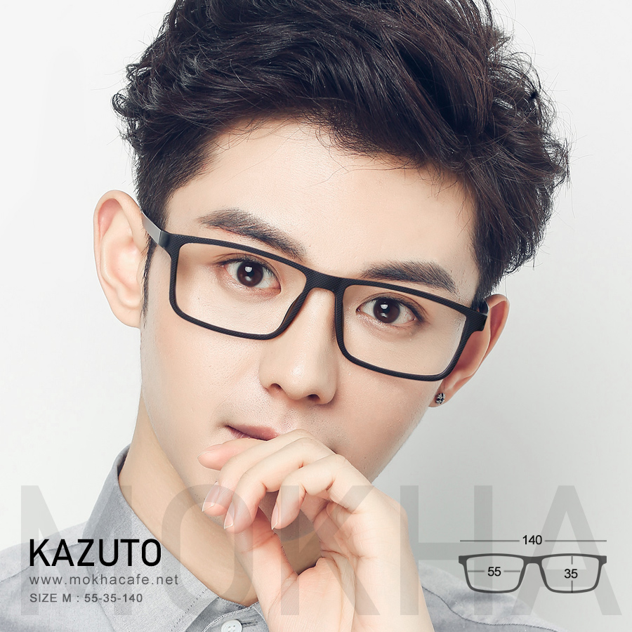 KAZUTO - blue กรอบแว่นทรงเหลี่ยม แว่นตายืดหยุ่น TR90 กว้าง 140 มม. (sizeM) H35