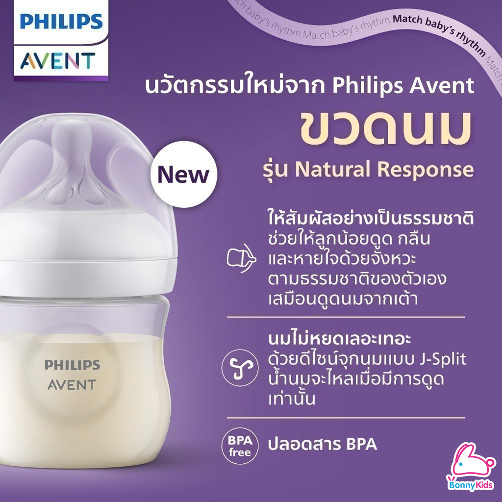 PHILIPS AVENT (ฟิลิปส์เอเวนท์) ขวดนมพร้อมจุกนมซิลิโคน รุ่นเนเชอร์รัล (ขนาด 4 ออนซ์)