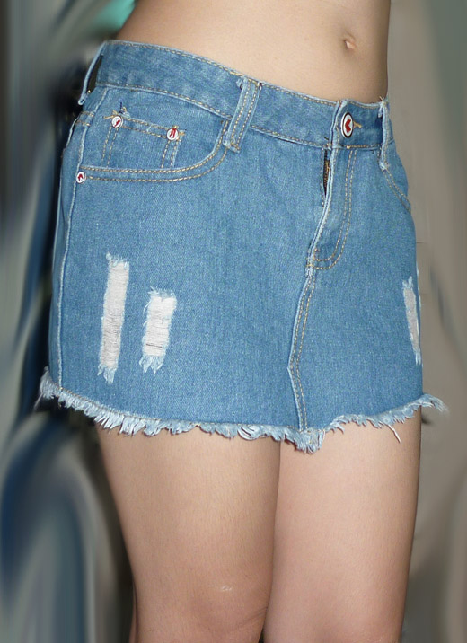 #1กระโปรงยีนส์เกาขาด แนวเซอร์ เซ็กซี่ๆ 31.5-37-10.5