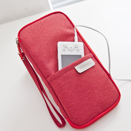 กระเป๋าใส่พาสปอร์ต กระเป๋าใส่หนังสือเดินทาง เอกสารสำคัญ มีสายคล้องมือ พกพาสะดวก ผลิตจากโพลีเอสเตอร์ กันน้ำ คุณภาพดี