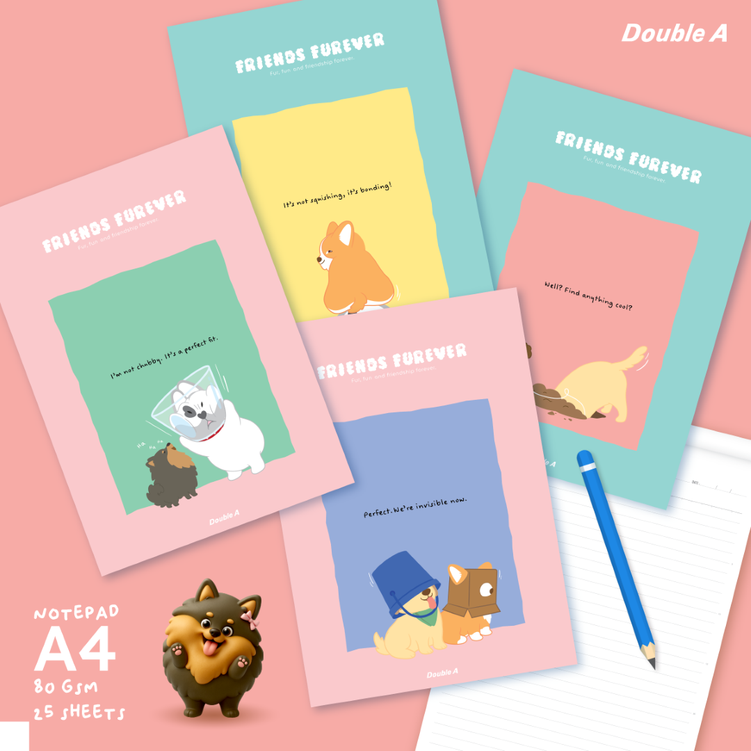 [12 เล่ม ]Double A สมุดรายงาน A4 80แกรม 30 แผ่น ลาย Friend Furever