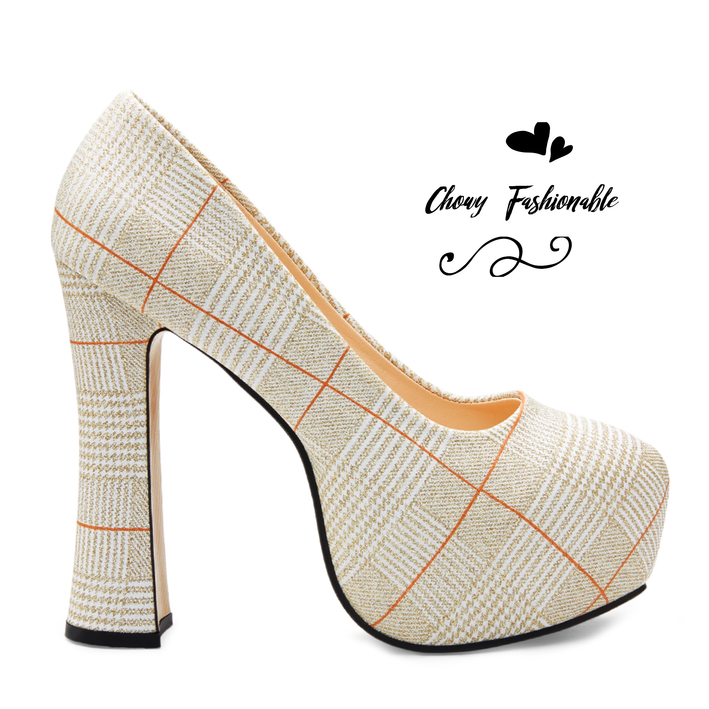 รองเท้าไซส์ใหญ่ 43 44 ส้นตึกหนา สีประกายทอง ทรงปิด CHOWY KR0959BE