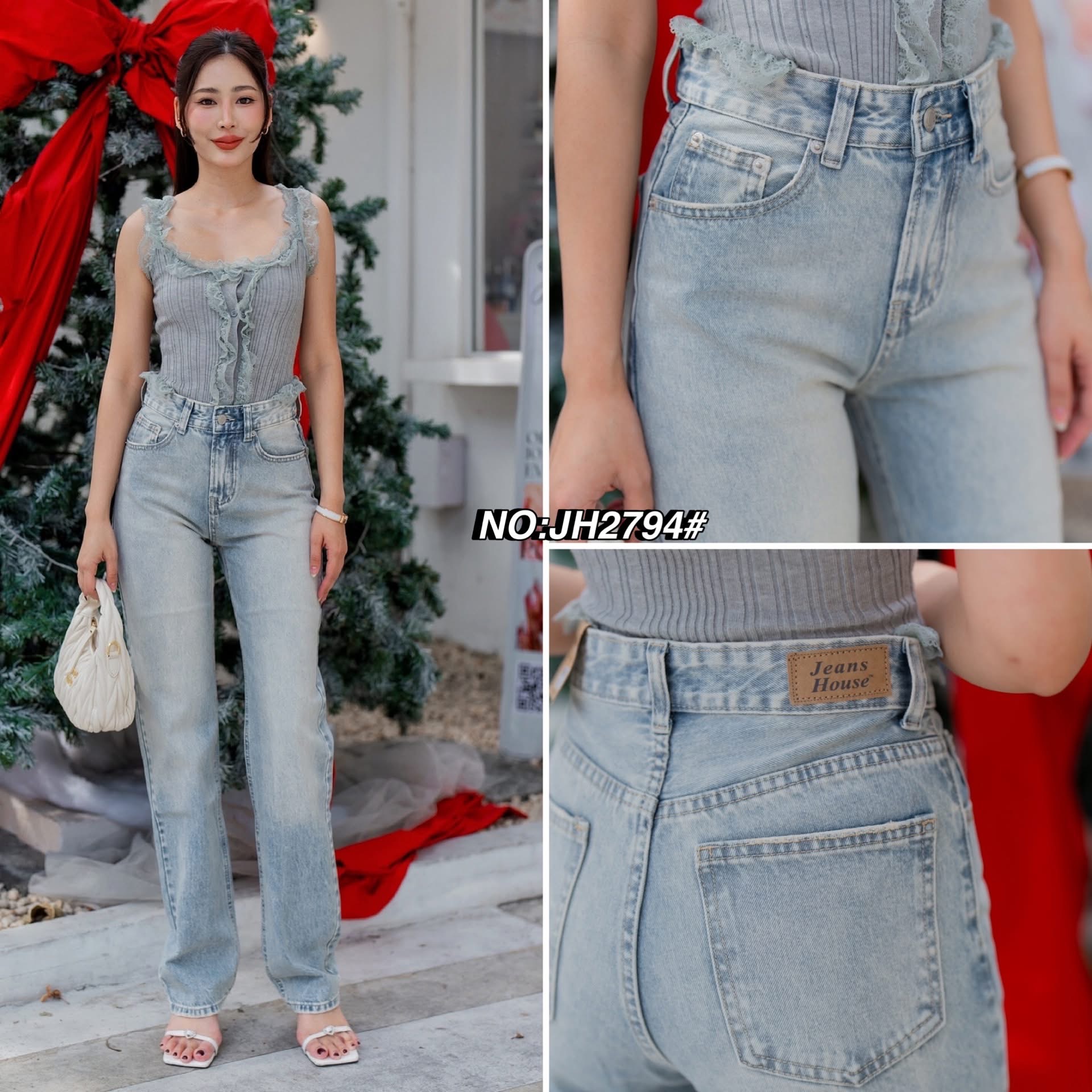 กางเกงทรงกระบอก งานปังที่สุด (ผ้าไม่ยืด) เอวสูงปรี๊ดปิดสะดือ ความยาวไม่เต่อ ฟอกสีสวย ใส่สบาย : สินค้าคุณภาพ (พร้อมส่ง)