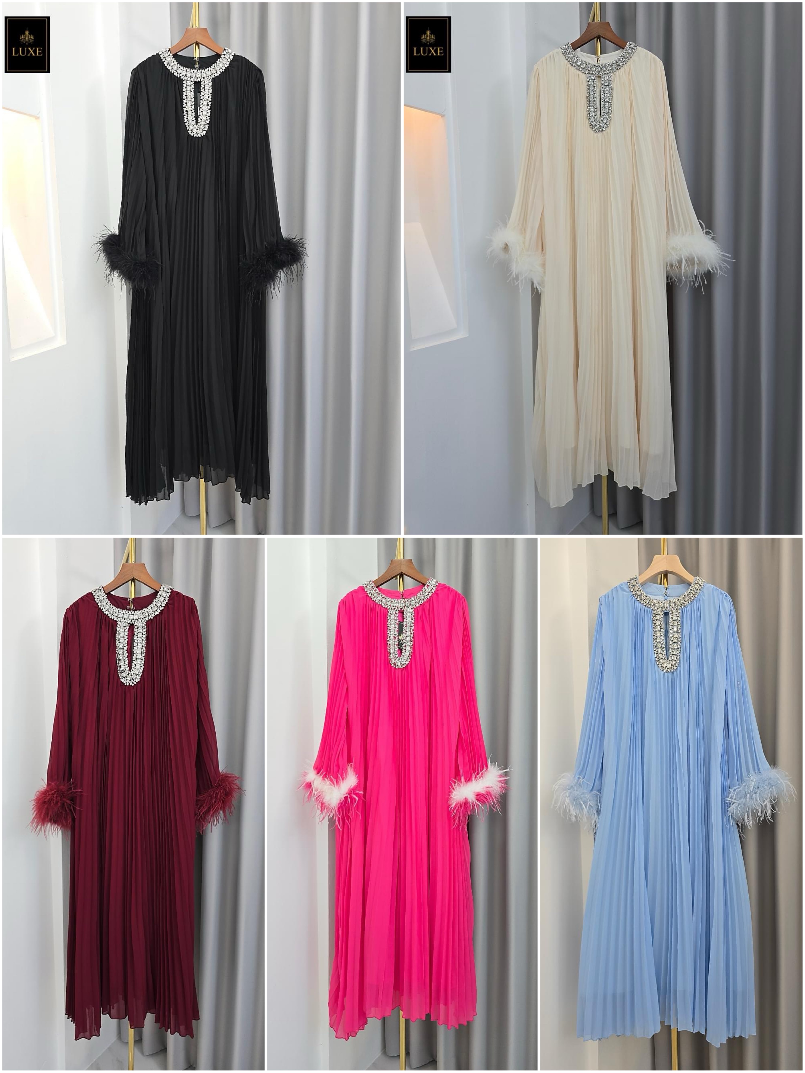 เดรสแขนยาว กระโปรงบานตัวปล่อย คัตติ้งประณีต กรุยกราย ใส่สบาย : สินค้าคุณภาพ (พร้อมส่ง)