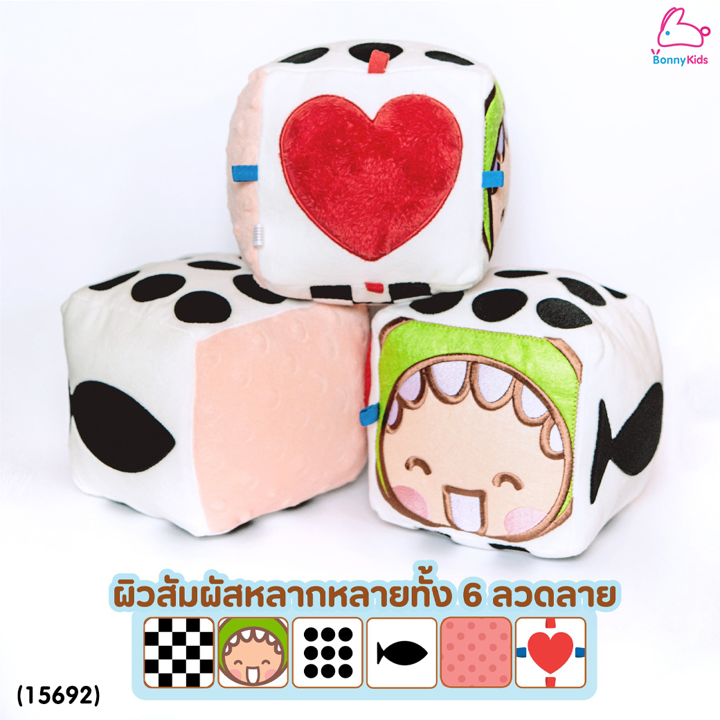 (15692) Little Monster (ลิตเติ้ลมอนเตอร์) Sensory Cube ลูกเต๋าผ้าเสริมพัฒนาการ (0m+)