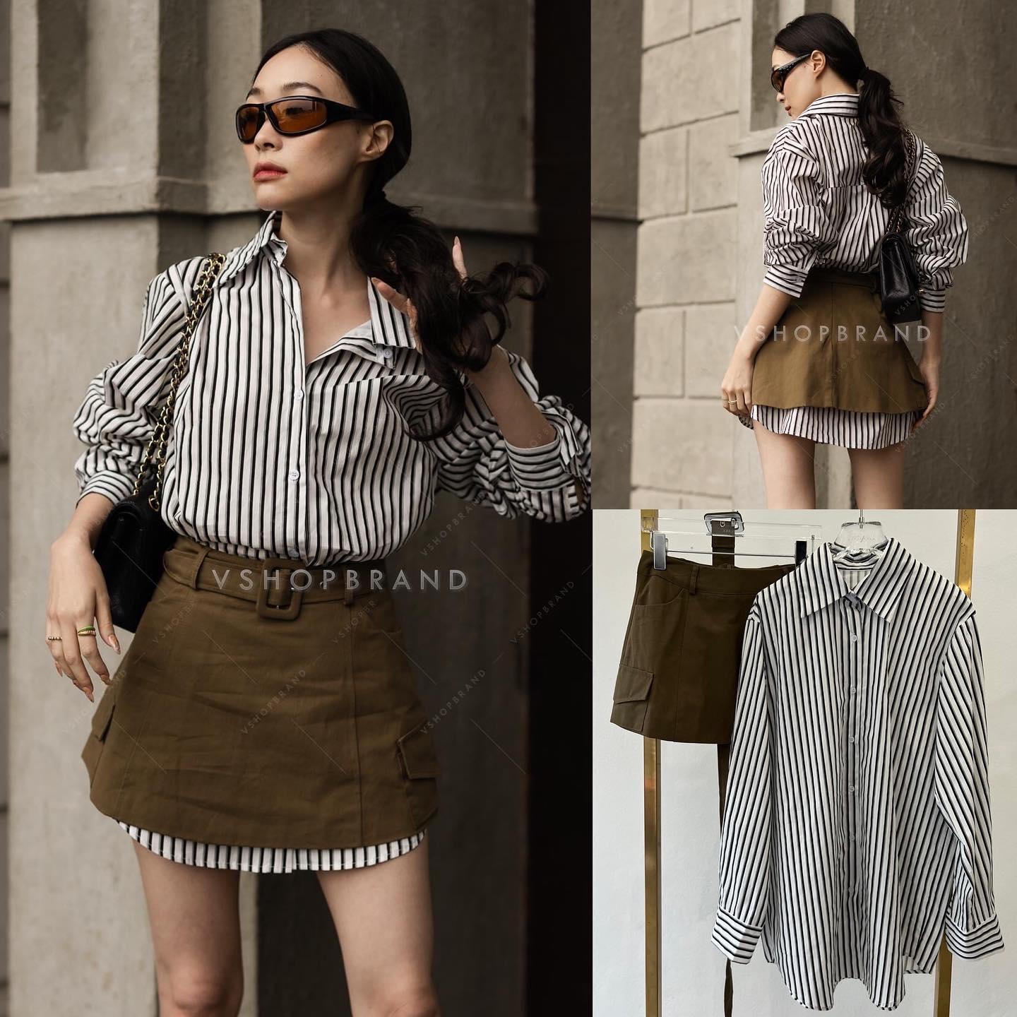 set เสื้อเชิ้ตแขนยาว ทรง Oversize ทางลายริ้วลง แมทช์คู่กับกระโปรงแต่งกระเป๋า ข้าง พร้อมเข็มขัด เข้าเซตสุด ชิคมากๆเลยค่ะ ใส่สบายๆ สินค้าคุณภาพ (พร้อมส่ง)