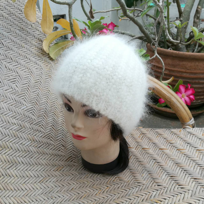 หมวกไหมพรมขนกระต่ายแท้ สวยมาก น่ารักมาก /ของใหม่/