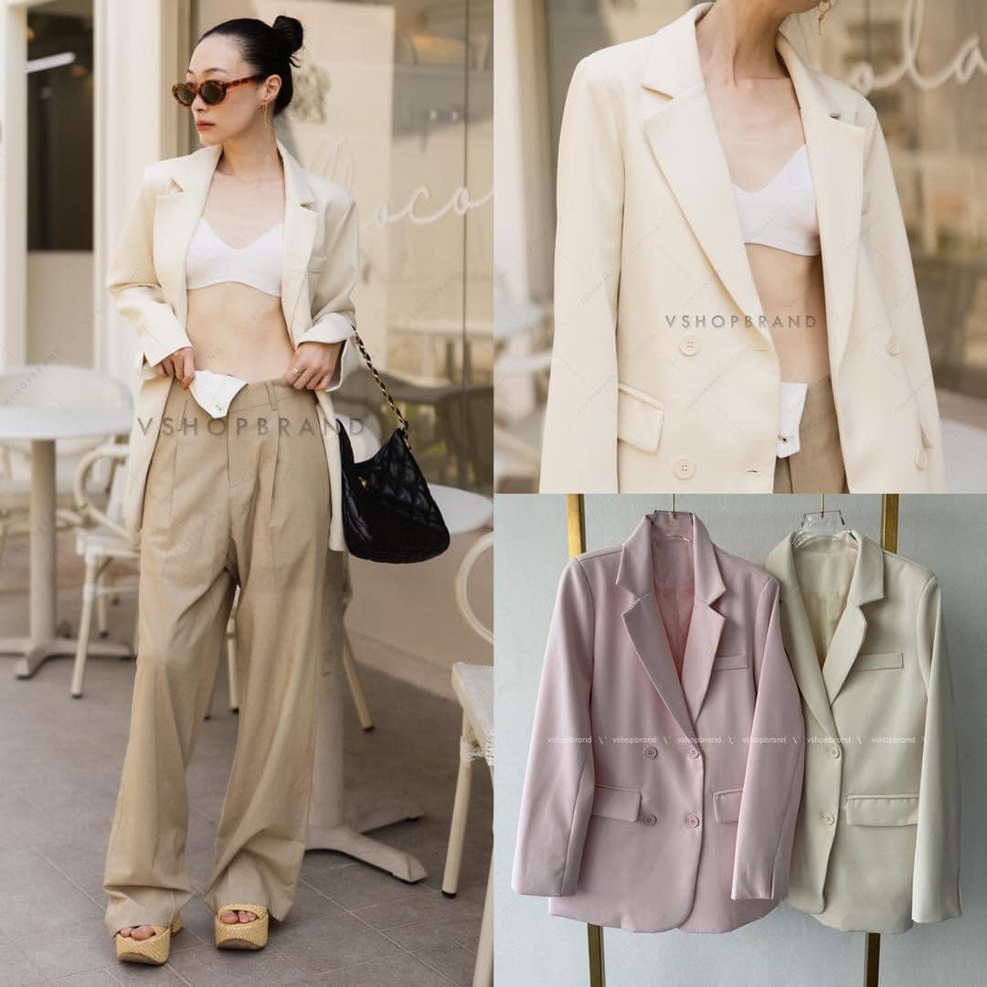 Blazer สูท Oversize กระดุมเรียบ 4 เม็ด : สินค้าคุณภาพ (พร้อมส่ง)