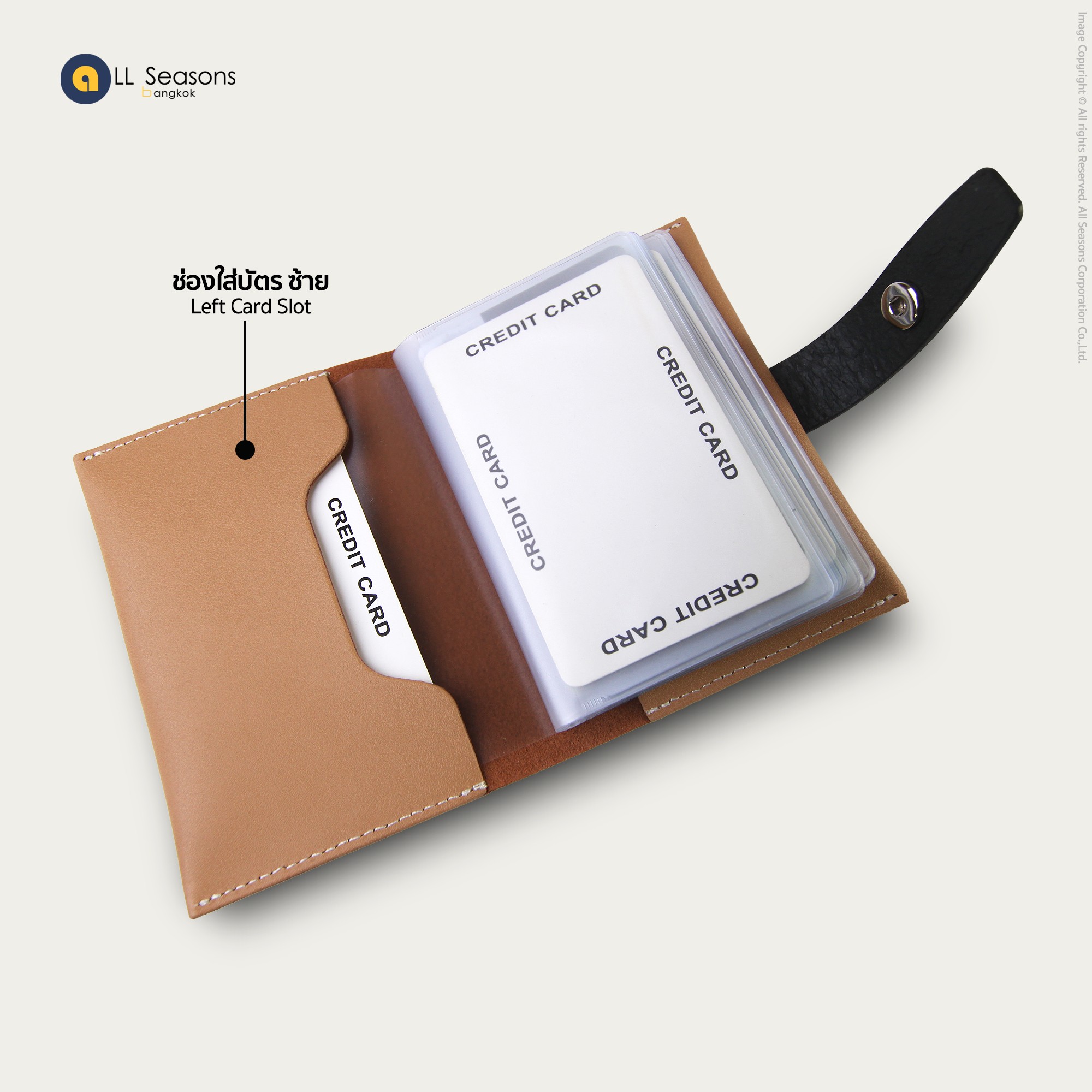 กระเป๋าใส่บัตร สลักชื่อฟรี หนังเทียม ใส่บัตรได้ 12 ใบ Personalized PU Bifold Card Holder [CARD V.2]