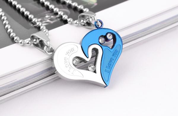 สร้อยคู่ I Love You ไททาเนี่ยมสติล (มีสีเงิน, ทอง, ฟ้า, ดำ)