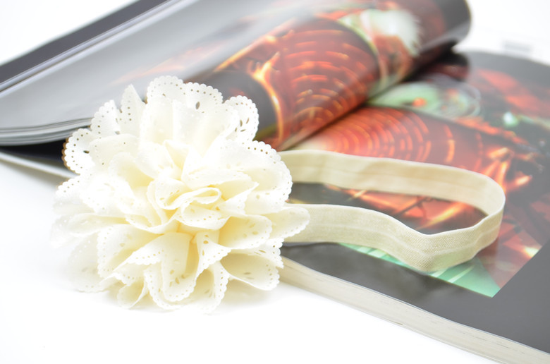 ผ้าคาดผมเด็กเล็ก ดอกไม้ลูกไม้รูดซ้อนชั้น