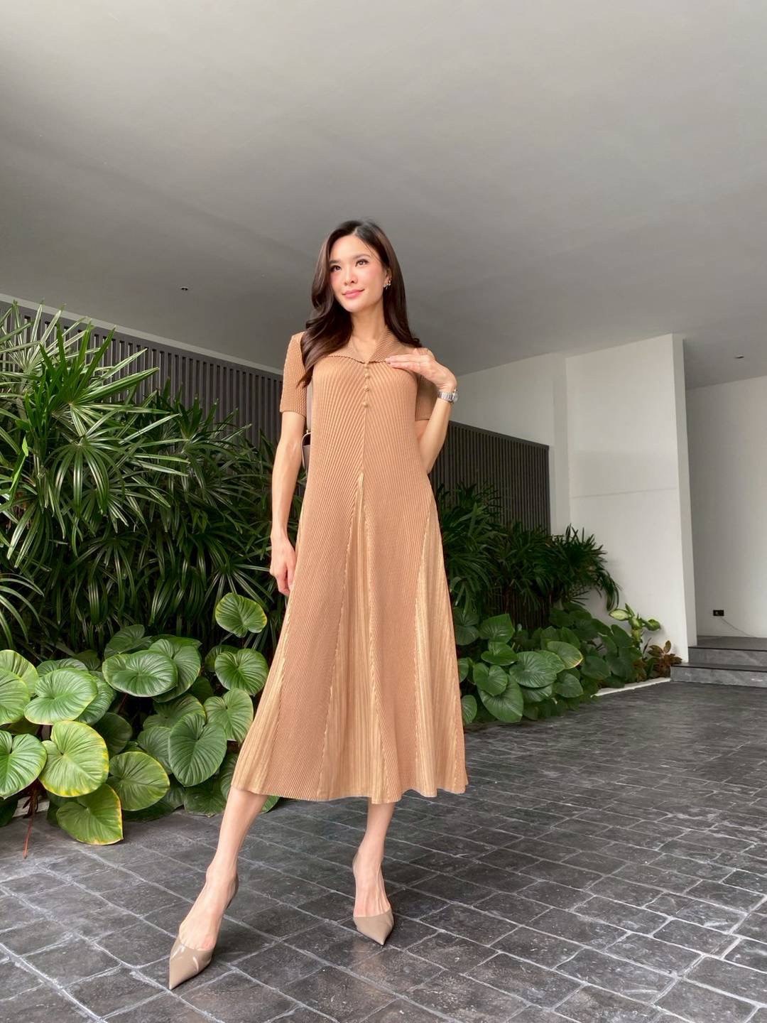 เดรสอัดพลีท งาน AA Premium ใส่สบาย : สินค้าคุณภาพ (พร้อมส่ง)