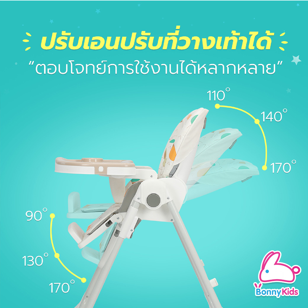 (12451) เก้าอี้หัดนั่ง ฝึกทานข้าว High Chair รุ่น Colorful