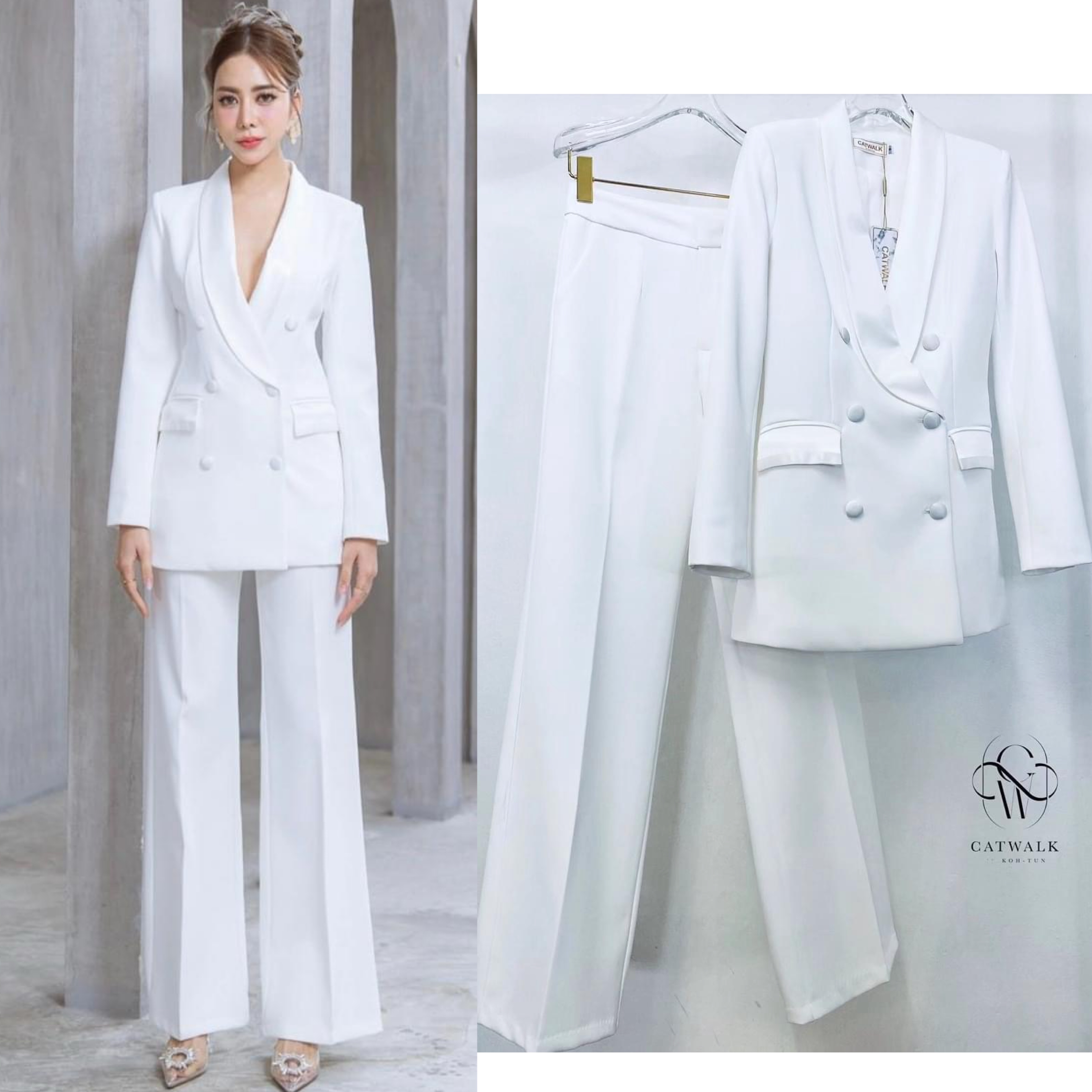 เซตสูทปกเลื่อม+กางเกงขาตรง เนื้อผ้าเกรดเอ เนื้อนุ่มเป็นทรงใส่สบาย ตัวสูทเป็นทรงเข้ารูป งานhiend ใส่สบาย สินค้าคุณภาพ (พร้อมส่ง)