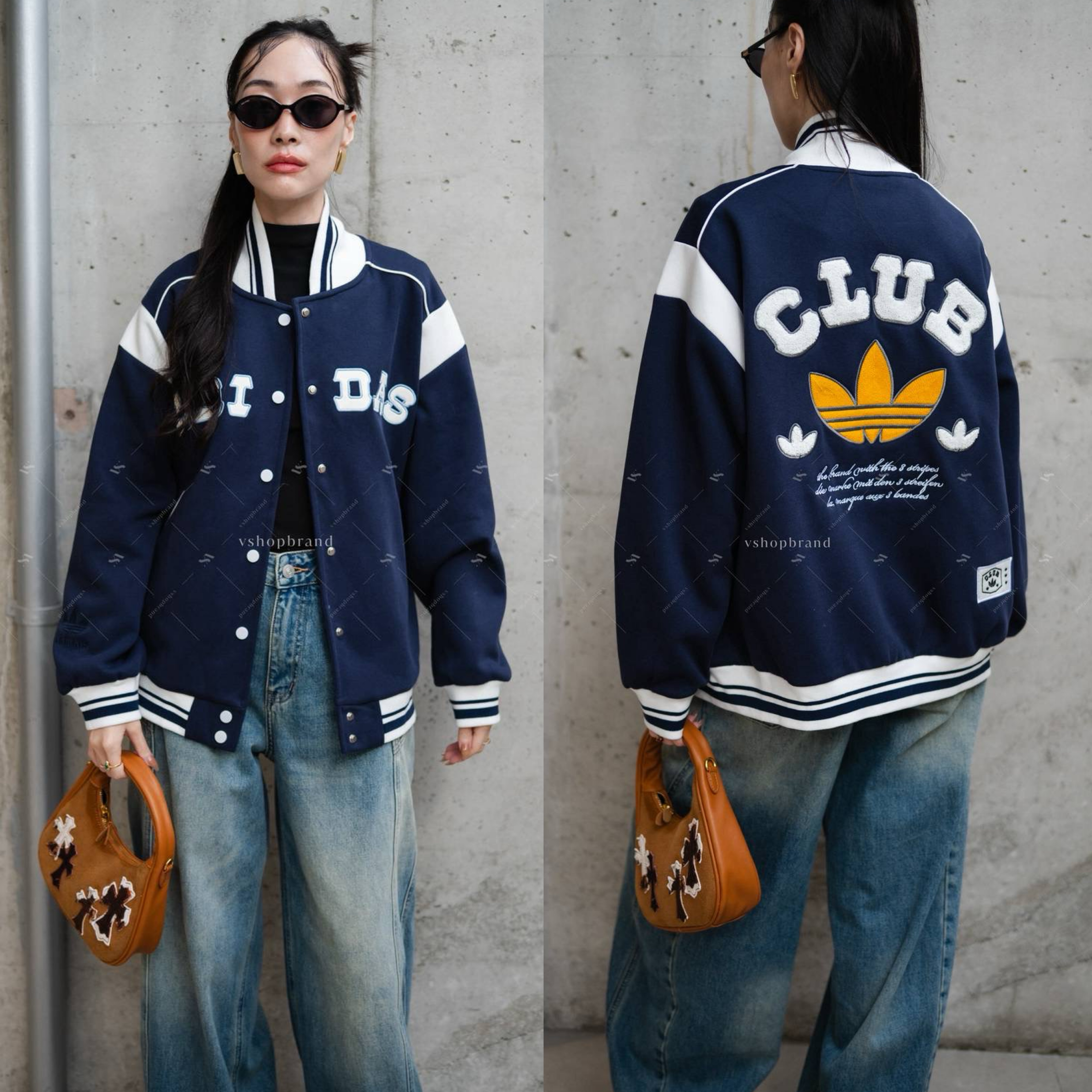 แจ็คเก็ตขลิบขอบปัก A.Di.das กระดุมแป๊ก ใส่สบาย : สินค้าคุณภาพ (พร้อมส่ง)