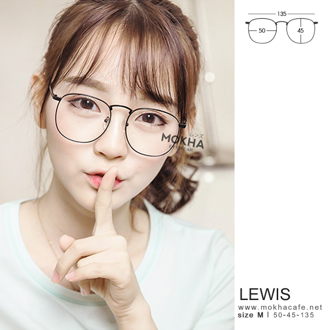 LEWIS - black กรอบแว่นตา ทรงเหลี่ยม กรอบโลหะ กว้าง 135 มม. (sizeM) H45