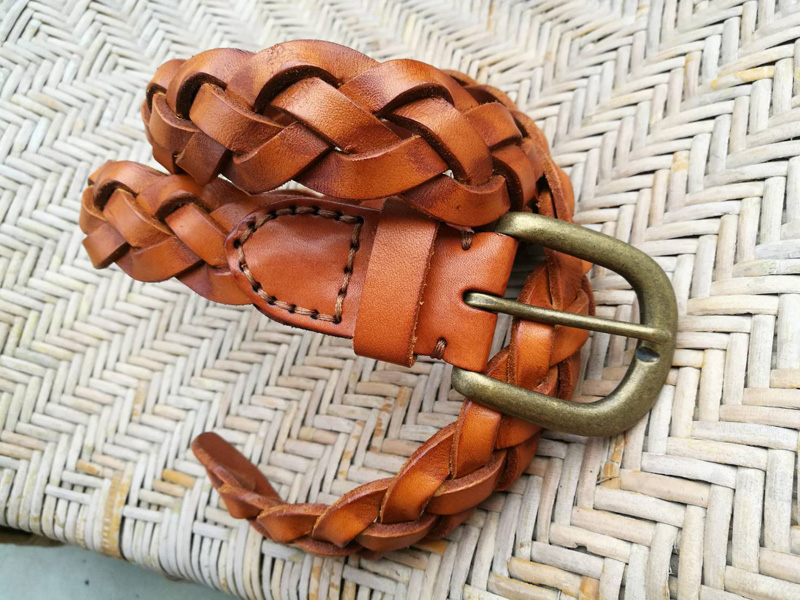 เข็มขัดชาย หนังแท้สานขัด