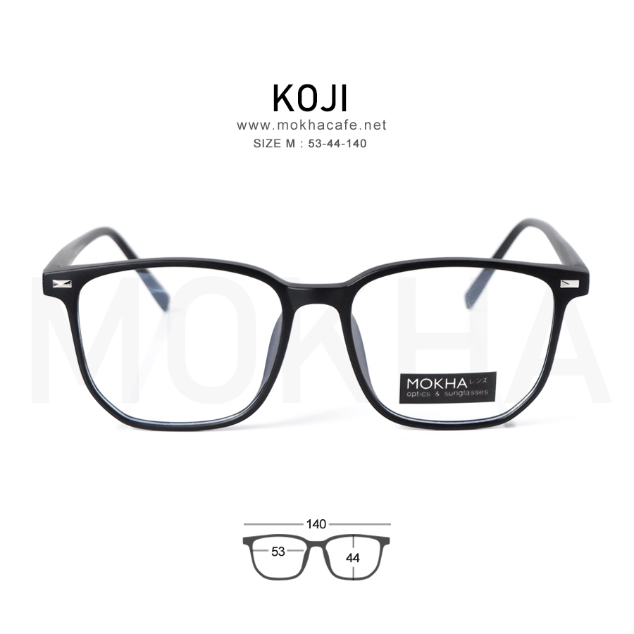 KOJI - black กรอบแว่น ทรงเหลี่ยม TR90 ยืดหยุ่น กว้าง 140 มม. (sizeM) H44