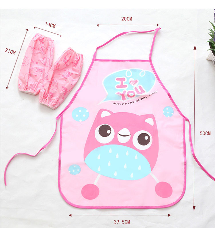 ผ้ากันเปื้อนเด็ก+ปลอกแขน สำหรับทำอาหาร/ทำงานศิลปะ PEVA กันน้ำ ปลอดสารพิษ