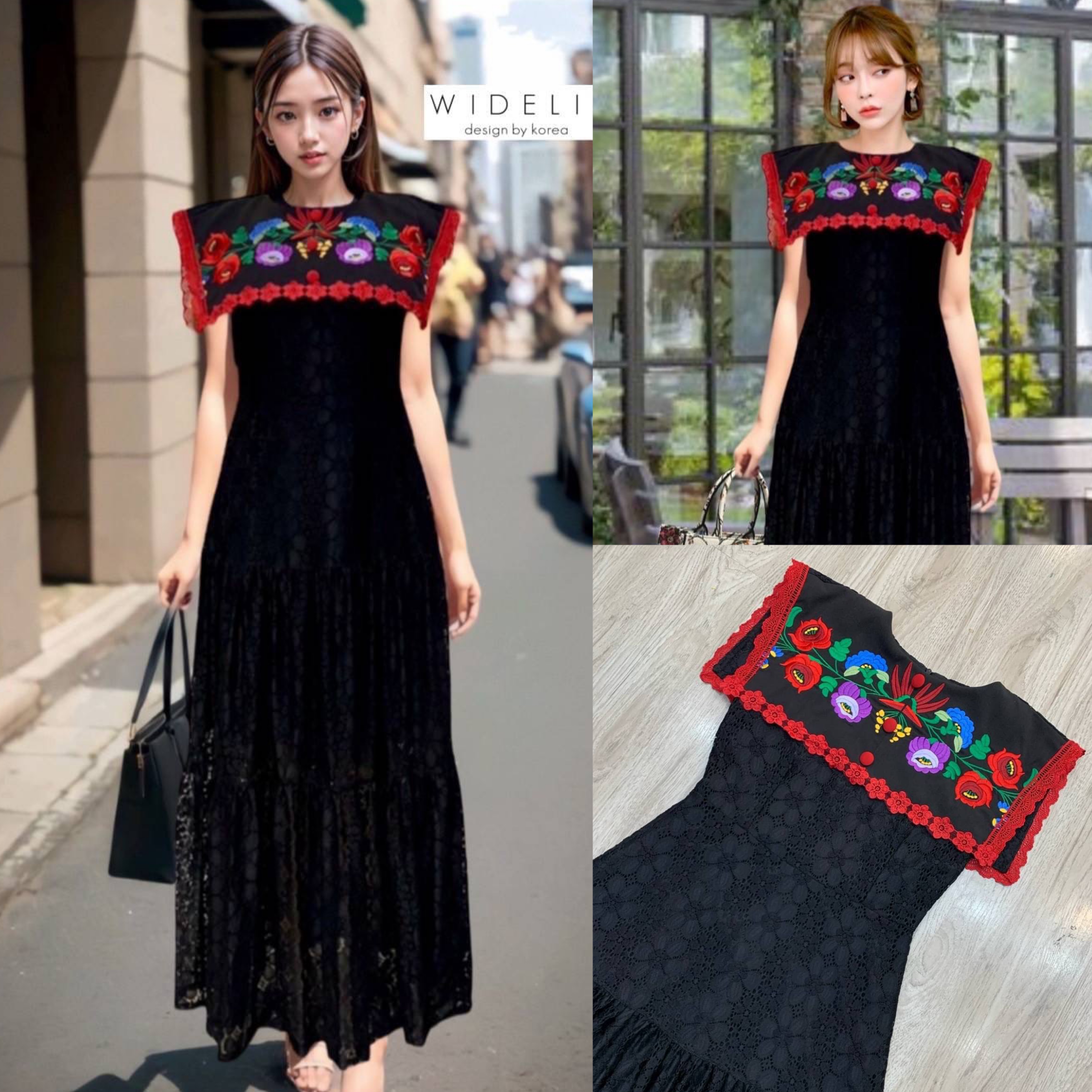 เดรสคอปกปักดอกไม้แบบเน้นๆ แขนกุดลายสวยตัวเดรสใช้ผ้าลูกไม้ในการตัดเย็บ ช่วงเอวเข้ารูปการออกแบบตัดเย็บเนี๊ยบสุดๆ คัตติ้งเป๊ะ สินค้าคุณภาพ (พร้อมส่ง)