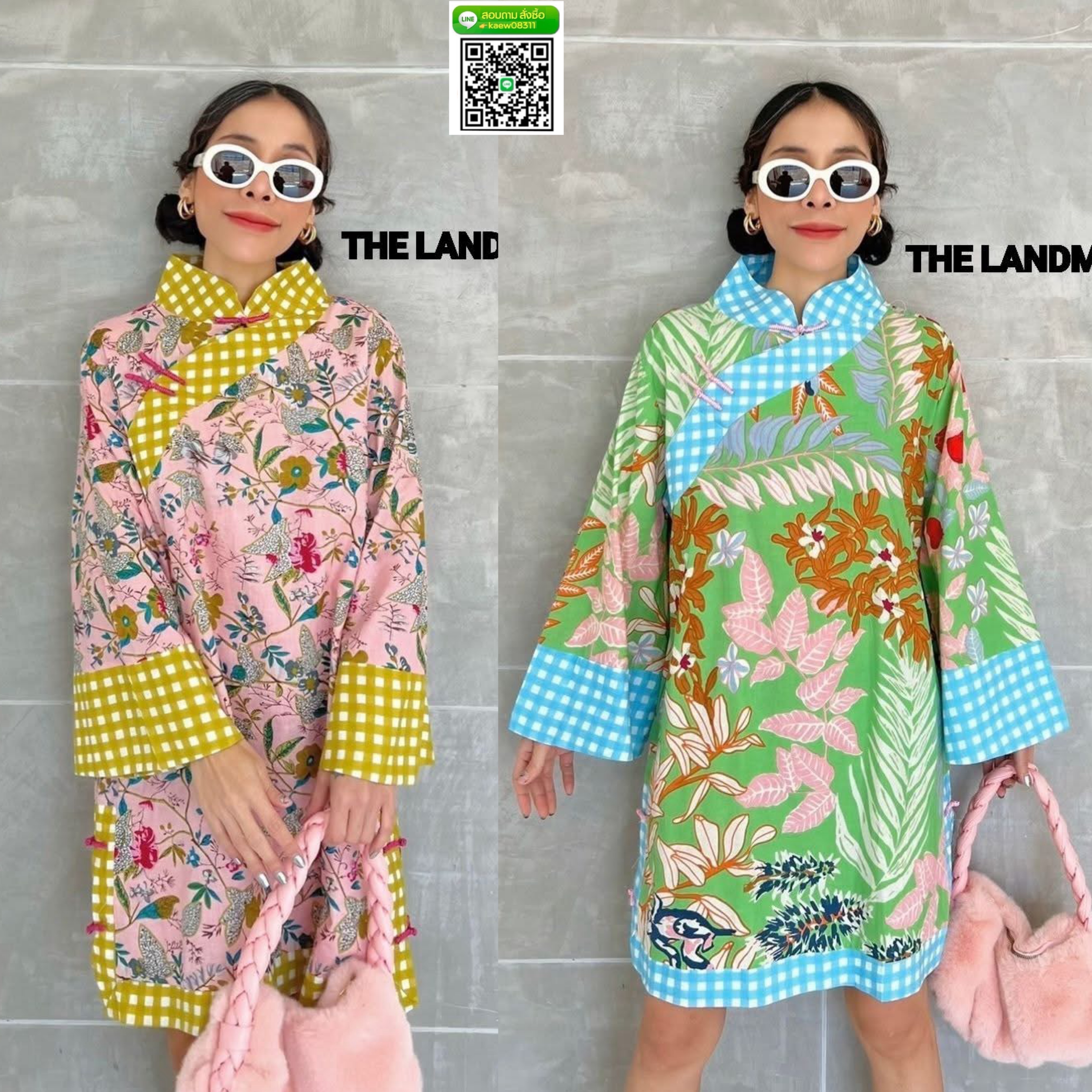 มินิเดรสผ้าบล็อคคอทตอลอินเดีย มาในทรงมินิเดรส คอจีนแต่งกระดุมผ้าป้ายข้าง เปิดถอดได้ แขนบาน ตัดต่อลาย ช่วงชายผ่าข้างกระดุมผ้า มีกระเป๋าล้วง ใส่สบาย : สินค้าคุณภาพ (พร้อมส่ง)