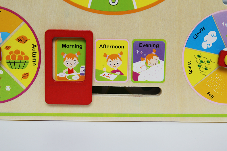 ของเล่นไม้เรียนรู้เวลา ตั้งแต่นาทีจนถึงฤดูกาลใน 1 ปี แบบปฏิทิน Wooden Daily Calendar Clock Board