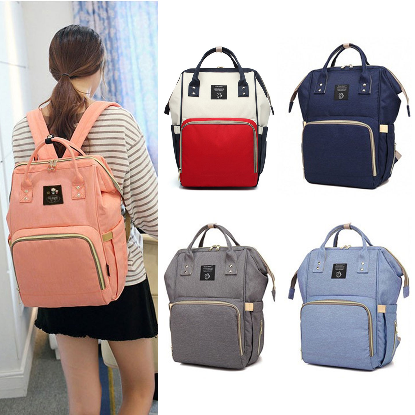 กระเป๋าคุณแม่ แบบเป้สะพายหลัง เก็บสัมภาระลูกน้อย ใบใหญ่กว่า!! ช่องเก็บของเยอะ