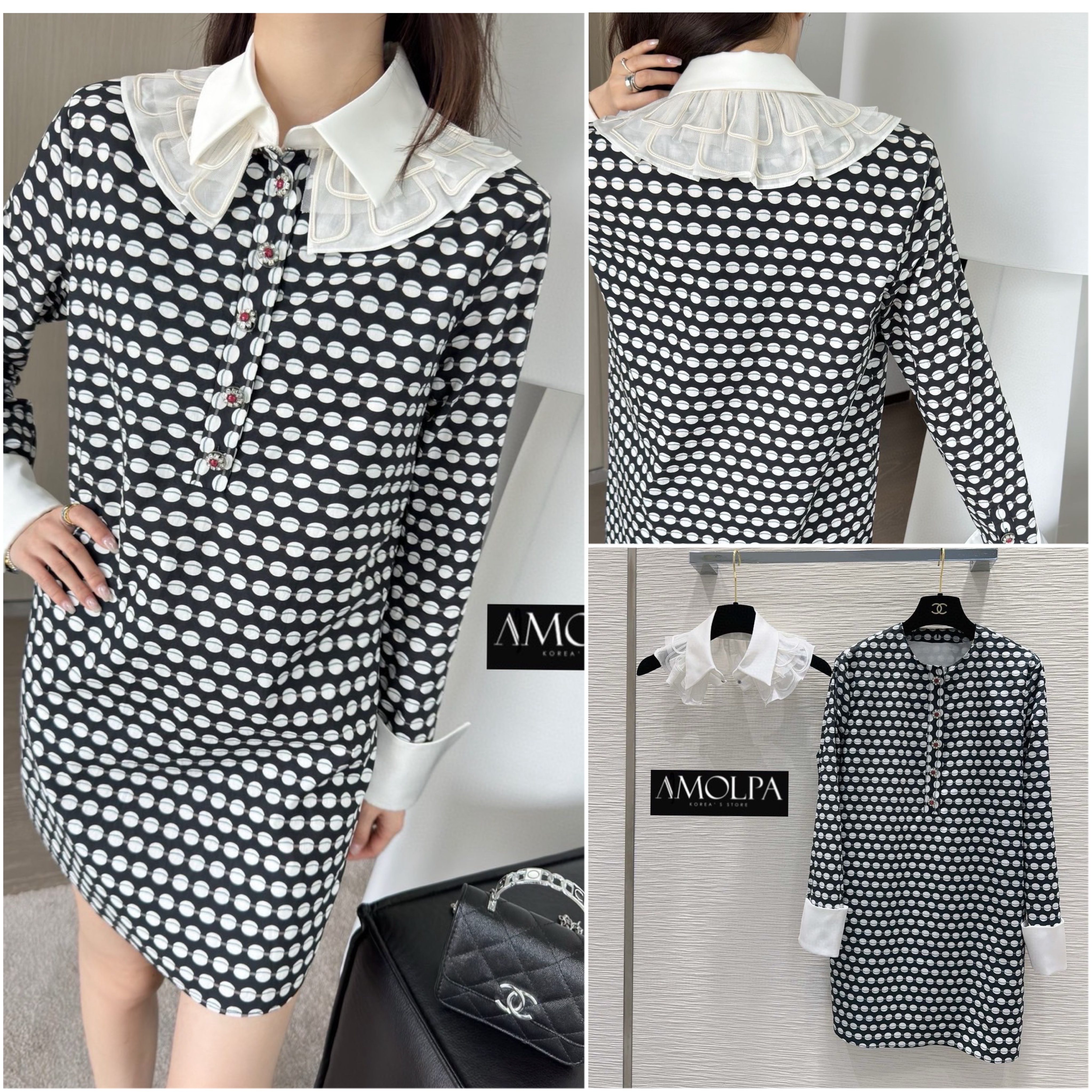 DRESS CHANEL 2024SS ใหม่ล่าสุด งาน Hiend งานอย่างสวย ผ้าดีสุดๆ ใส่สวย ไฮโซ ใส่สบายมาก : สินค้าคุณภาพ (พร้อมส่ง)