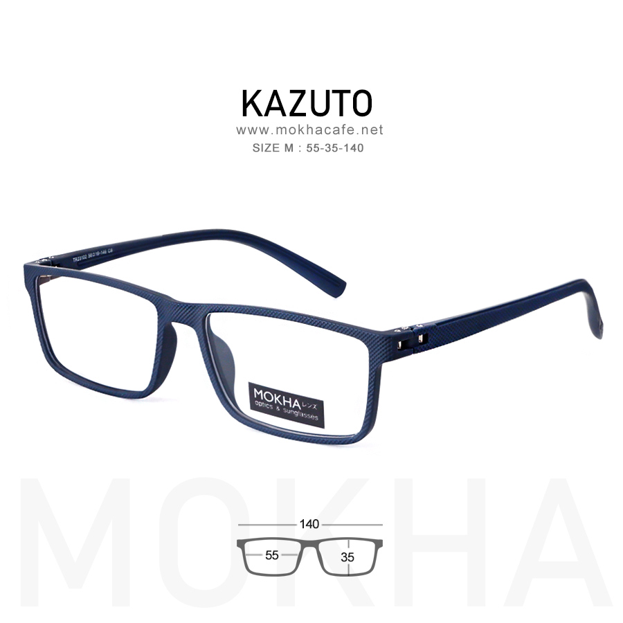 KAZUTO - blue กรอบแว่นทรงเหลี่ยม แว่นตายืดหยุ่น TR90 กว้าง 140 มม. (sizeM) H35
