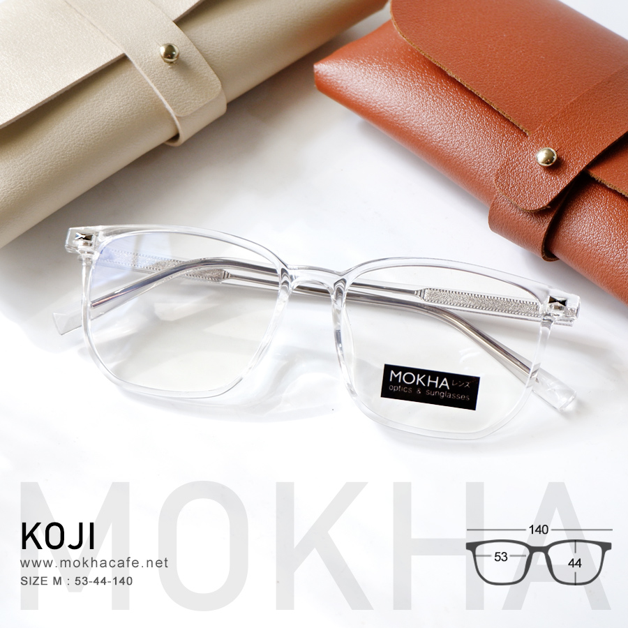 KOJI - clear กรอบแว่น ทรงเหลี่ยม TR90 ยืดหยุ่น กว้าง 140 มม. (sizeM) H44