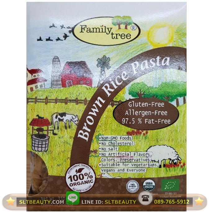 พาสต้า มะกะโรนี ข้าวกล้อง อินทรีย์ (Family Tree) 350 กรัม ► ข้าวกล้อง ออแกนิคส์ 100% ปราศจากคอเลสเตอรอล ปราศจากกลูเตน น้ำตาล 0% ไขมันทรานส์ 0%