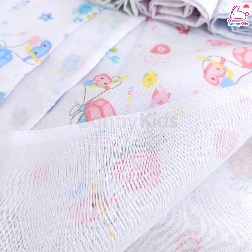 Tres-G (เตรสจี) ผ้าอ้อมสาลู เย็บ 2 ชั้น ยิ่งซักยิ่งนุ่ม มีขนาดให้เลือก แพ็ค 6 / 12 ผืน (คละลาย)