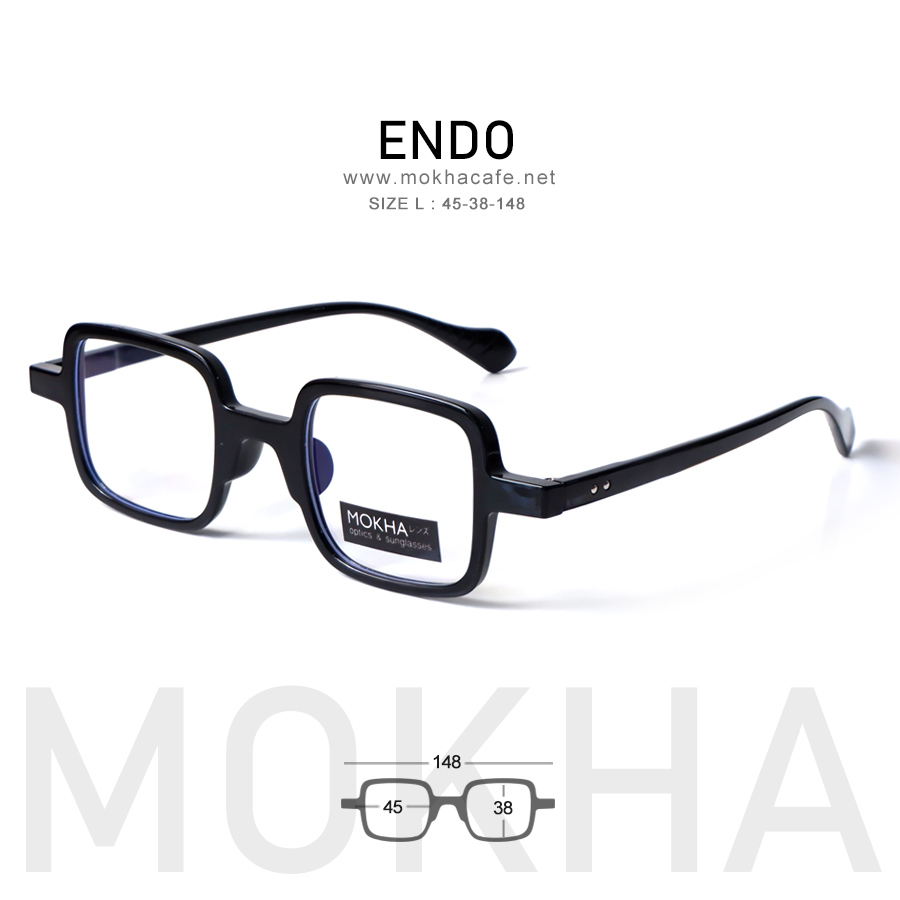 ENDO - black กรอบแว่น ทรงเหลี่ยม TR90 ยืดหยุ่น กว้าง 148 มม. (sizeL) H38