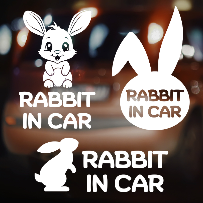 สติ๊กเกอร์ติดรถ RABBIT IN CAR ในรถมีกระต่าย นก ซูก้าไกลเดอร์
