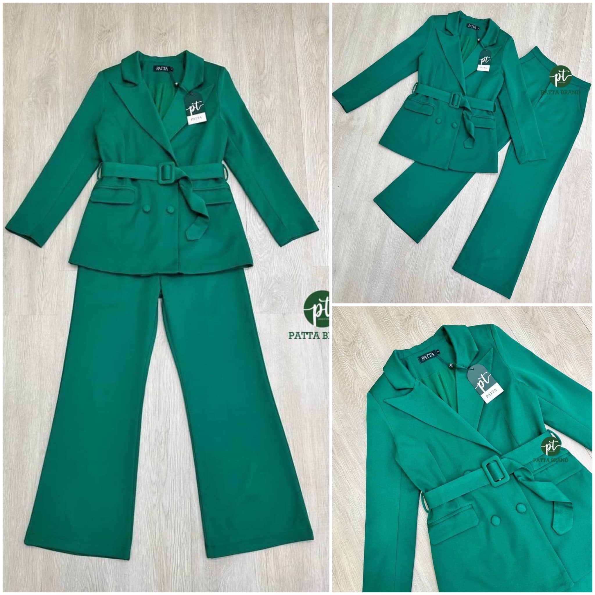 Set3 ชิ้นปังๆ เสื้อแขนยาวคอปกเบรเซอร์แบบเกร๋ๆ กระดุมจริง4 เม็ด มาพร้อมเข็มขัดผ้า และกางเกงขากระบอก ทรงสวย ดูมีระดับ สินค้าคุณภาพ (พร้อมส่ง)