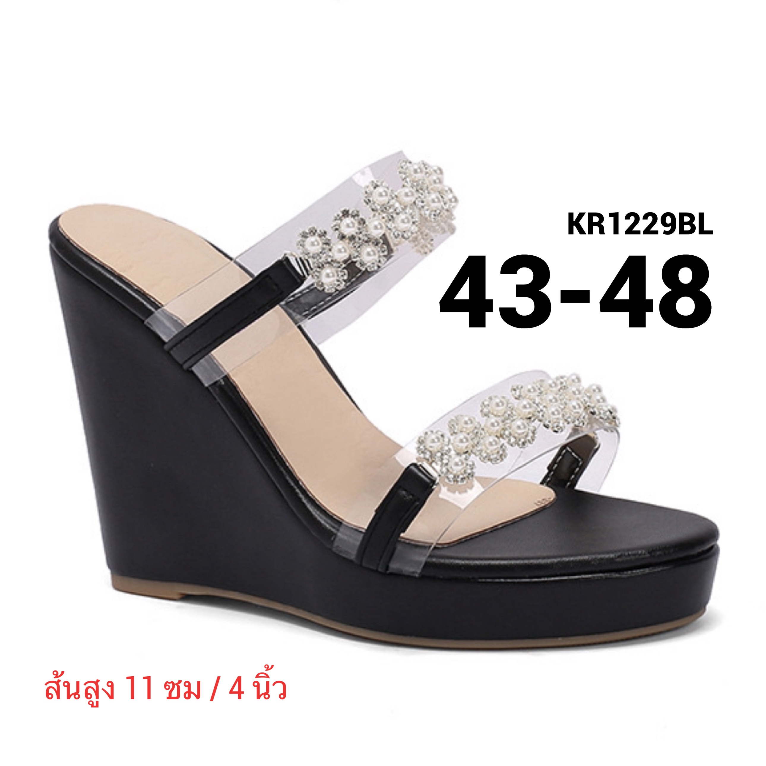 รองเท้าไซส์ใหญ่ 42-48 แตะส้นเตารีดไซส์ใหญ DAISY Transparent KR1229