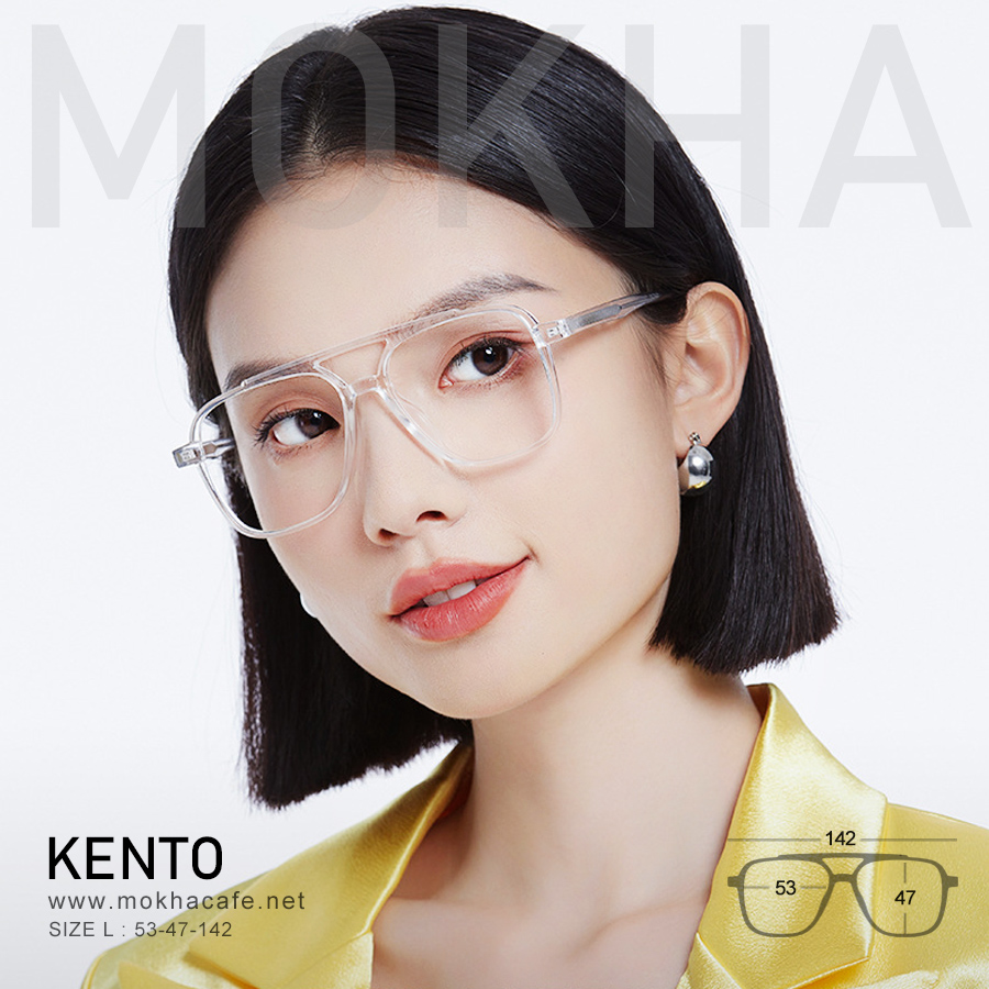 แว่นตา KENTO - matte black กรอบแว่นทรงเหลี่ยม double bridge กรอบยืดหยุ่น TR90 กว้าง 142 มม.(sizeM) H47 20g.