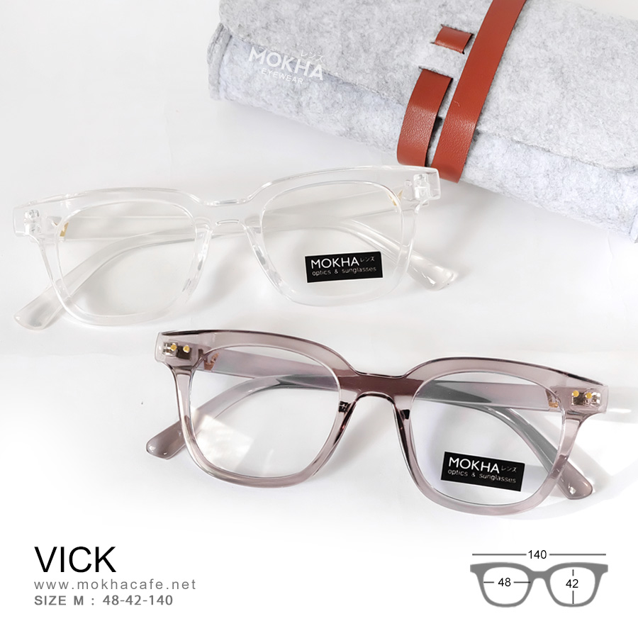 VICK - grey clear แว่นตาทรงเหลี่ยม กรอบหนา กว้าง 140 มม.(sizeM) H42