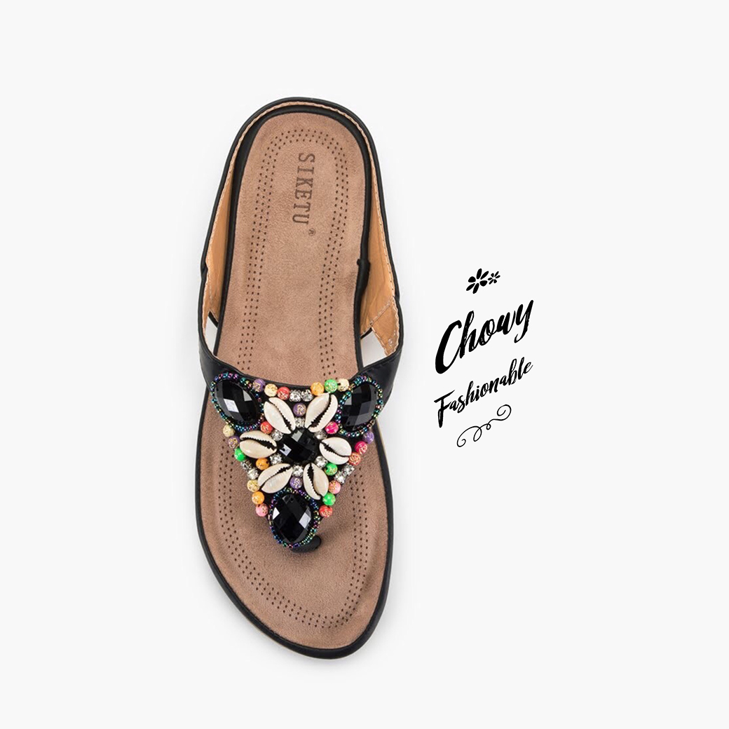 รองเท้าไซส์ใหญ่ 43-45 รองเท้าแตะคีบ Rainbow Magic Pearl Bohemien CHOWY KR0770BL