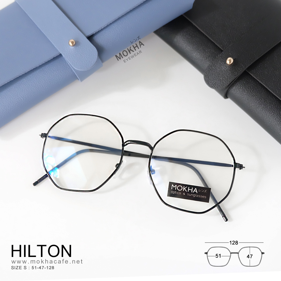 HILTON - black แว่นทรงเหลี่ยม กรอบโลหะ กว้าง 128 มม. (sizeS) H47