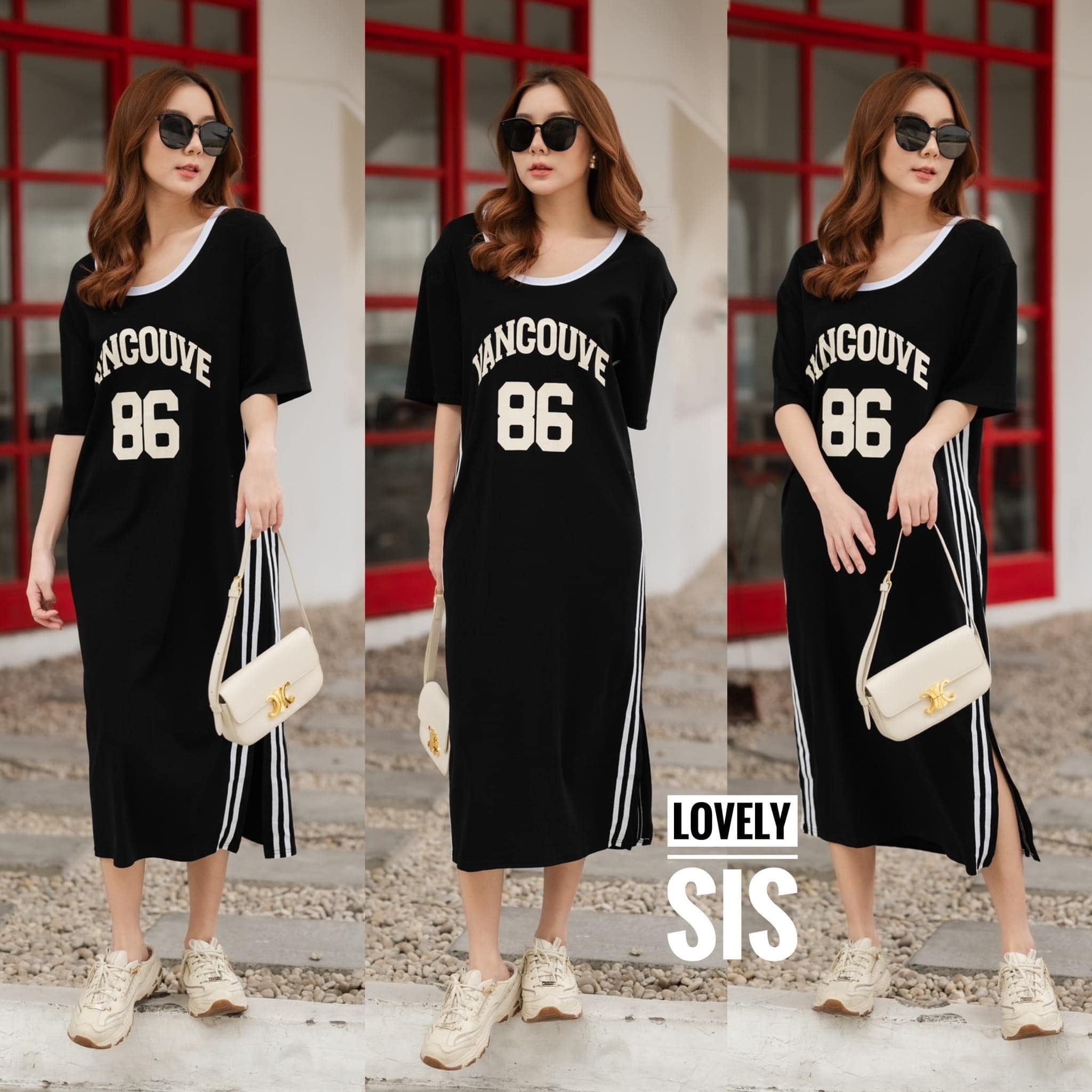 เดรสผ้ายืดแขนสั้นสกรีนลายทีีอก ช่วงข้าง แต่งแถบเส้นสีขาวเพิ่มความเด่น ช่วงไหล่ แต่งเสริมฟองน้ำตัดออกได้นะคะ ผ้านิ่ม ทรง oversize ใส่สบาย สินค้าคุณภาพ (พร้อมส่ง)