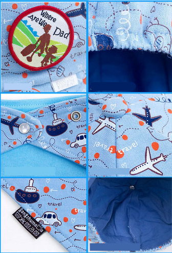 หมวกเด็ก หมวกทารก หมวกเด็กอ่อน Set หมวกแก๊ป+ผ้ากันเปื้อนเด็กสามเหลี่ยม Where Are We Going? Dad! เด็ก 3-24 เดือน