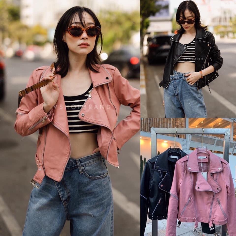 แจ็คเก็ตหนัง pvc เนื้อดีนิ่มๆใส่สบาย แต่งดีเทลสุดชิคด้วย ซิปแขนข้าง พร้อมเชือก คาดเอวล่าง ให้ลุคสาว swag มากๆเลยค่ะ. : สินค้าคุณภาพ (พร้อมส่ง)