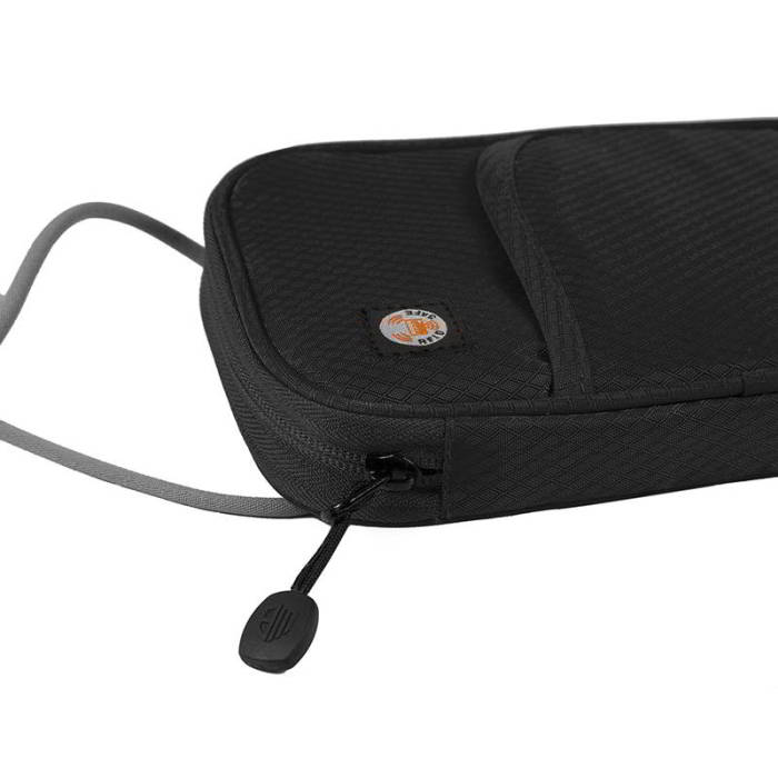 กระเป๋าใส่พาสปอร์ตห้อยคอ คล้องคอได้ กระเป๋าใส่หนังสือเดินทาง ป้องกันการขโมยข้อมูลบัตรเครดิตด้วยคลื่น RFID (Black)