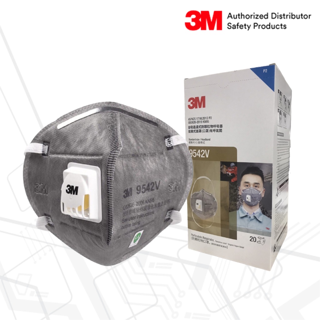 3M รุ่น 9542V (P2) หน้ากากป้องกันฝุ่นและไอระเหยสารเคมีพร้อมวาล์ว,สายคล้องหัว