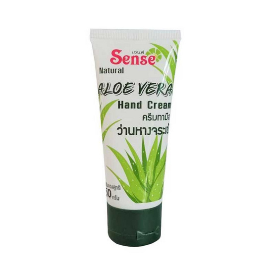 ครีมทามือ ว่านหางจระเข้ Sense Aloevera Hand Cream (Sense) ขนาด 50 กรัม # ใช้ทาผิวบริเวณมือและเล็บ ที่ต้องการการบำรุงเป็นพิเศษ เนื่องจากเป็นผิวที่แห้งมากกว่าส่วนอื่น ว่านหางจระเข้ มีคุณสมบัติช่วยเพิ่มความชุ่มชื้นเหมาะกับผิวแห้งกร้าน วิตามินอี ช่วยลดริ้วรอย