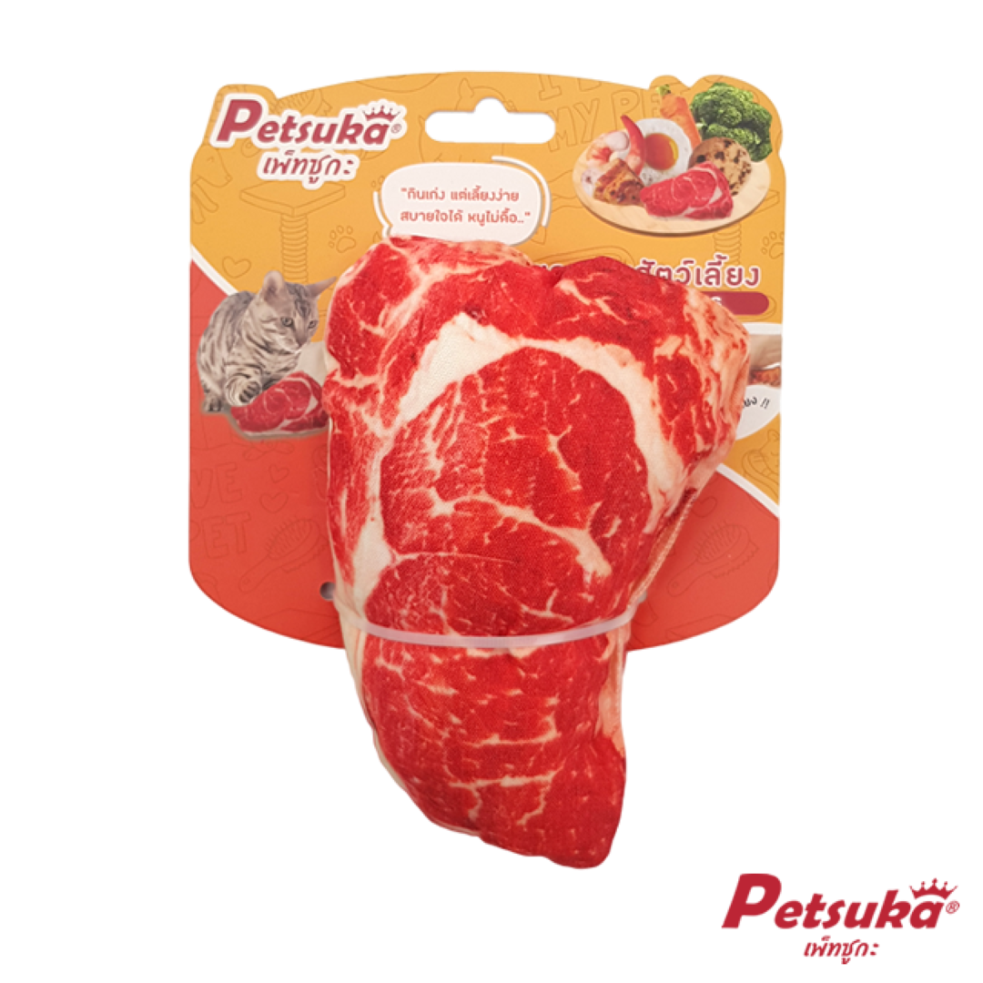 ตุ๊กตาเนื้อสัตว์นุ่มนิ่ม Petsuka ของเล่นสัตว์เลี้ยง มีเสียง