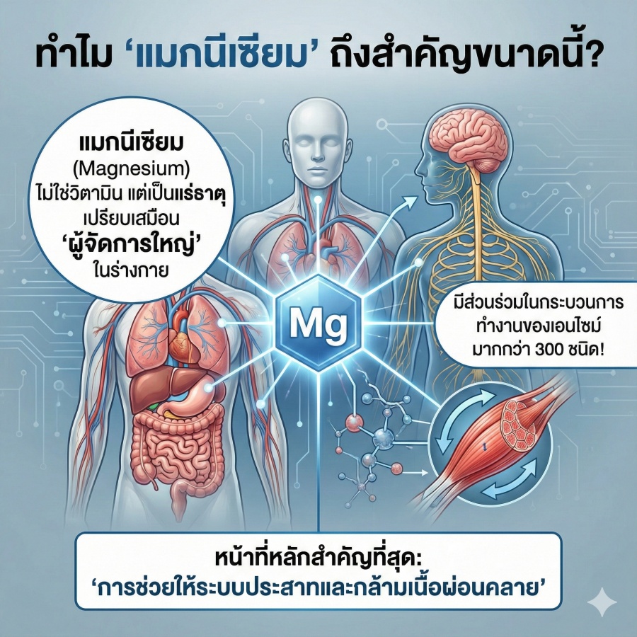 แมกนีเซียมคือผู้จัดการใหญ่ในร่างกาย ช่วยระบบประสาทและกล้ามเนื้อ