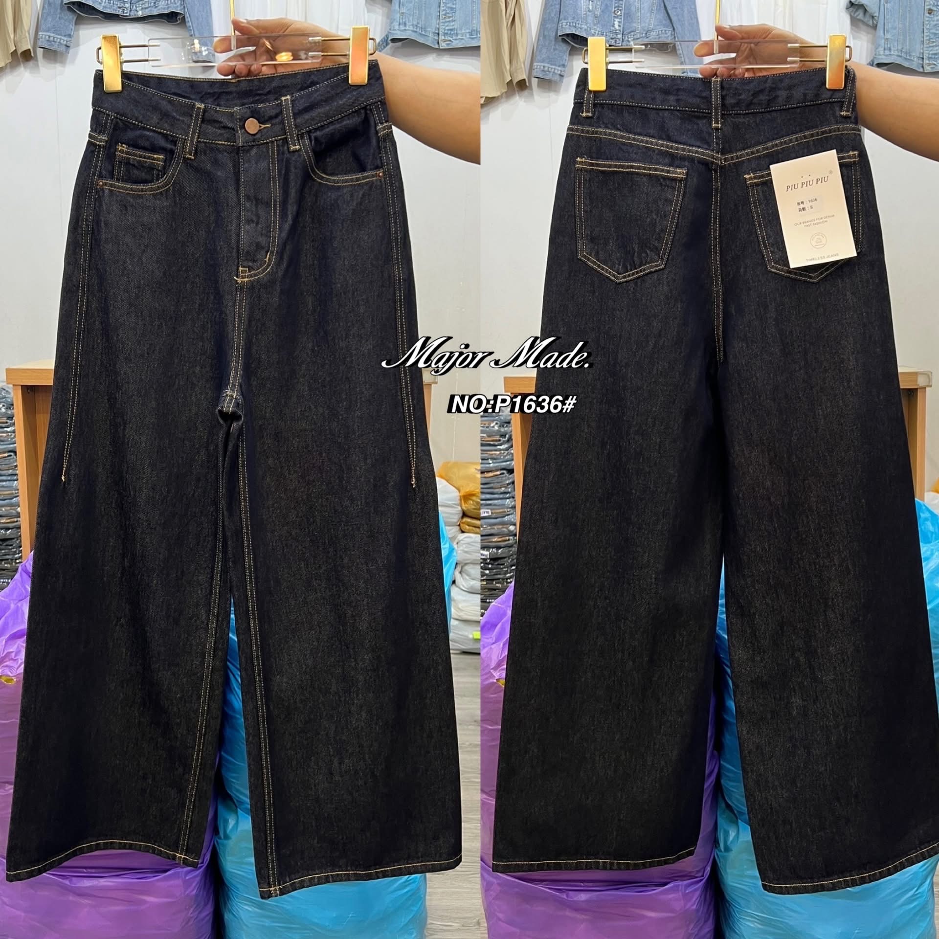 กางเกงยีนส์ขากระบอก ผ้าไม่ยืด ทรงเอวสูง ทรงเรียบๆ ปลายขาเย็บ ปลายขากว้าง เก๋มากๆ เอวสูง ใส่ดูเพรียวมาก ใส่สบาย : สินค้าคุณภาพ (พร้อมส่ง)