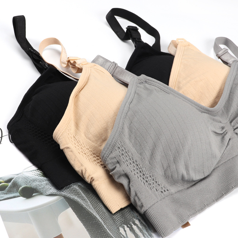 เสื้อในให้นมแบบสปอร์ตบรา สวมใส่สบาย ยืดหยุ่นสูง สีเนื้อ/เทา/ดำ Size M / L / XL